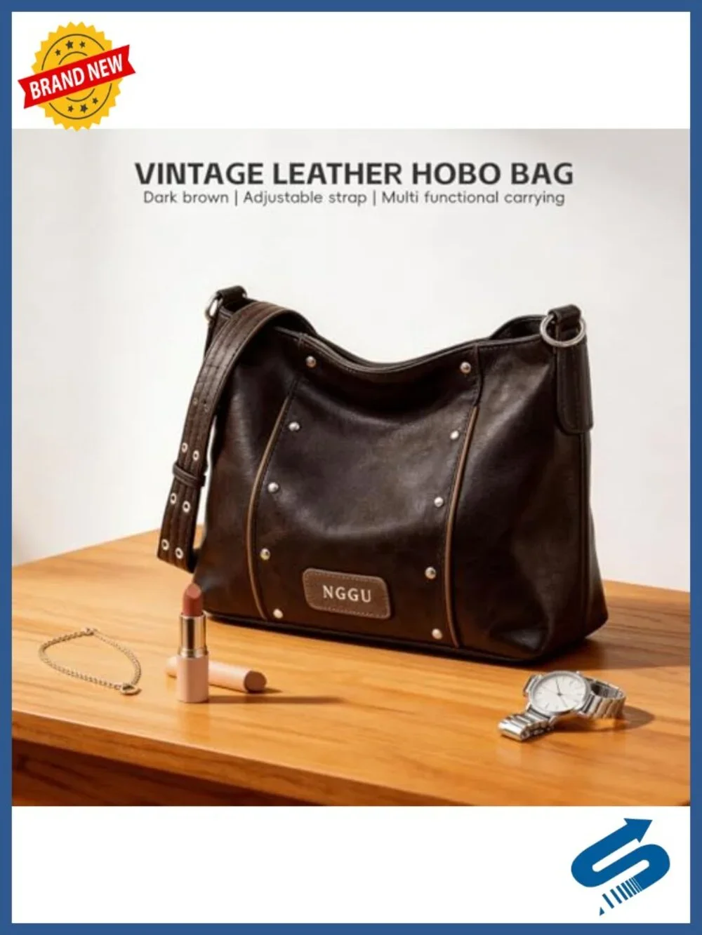 Vintage Distressed Leather Tote Bag for Women Large Capacity Shoulder Crossbody